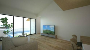 福山市新涯町、新築一戸建ての居間画像です