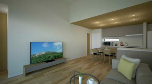 福山市新涯町、新築一戸建ての居間画像です