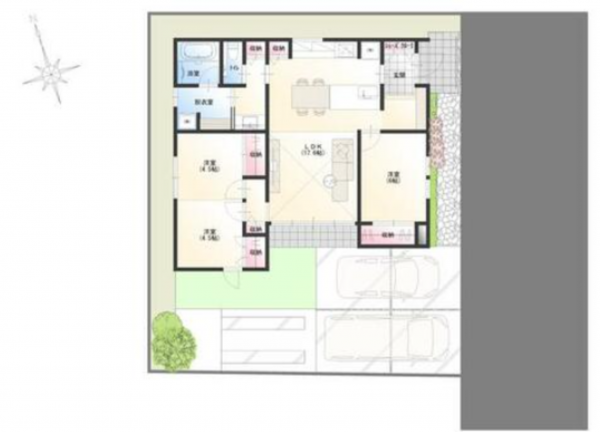福山市新涯町、新築一戸建ての建築プラン例画像です