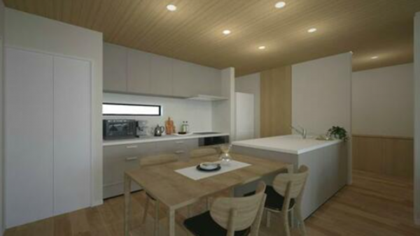 福山市新涯町、新築一戸建ての居間画像です