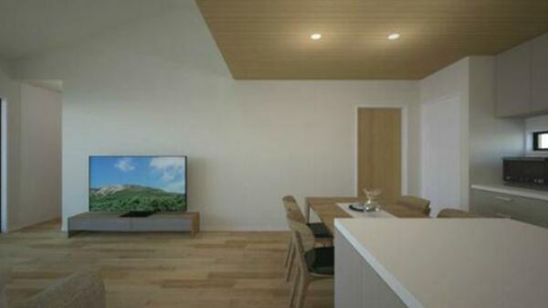 福山市新涯町、新築一戸建ての居間画像です