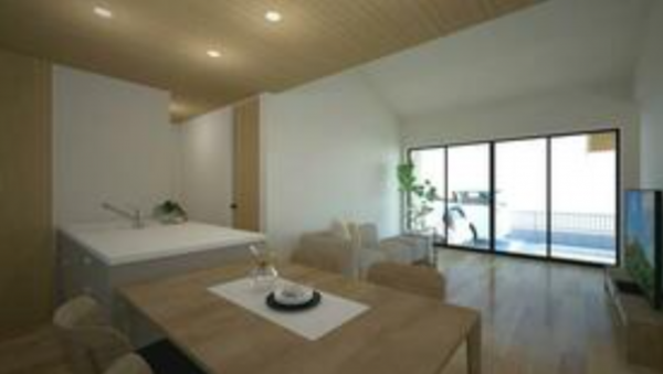 福山市新涯町、新築一戸建ての居間画像です