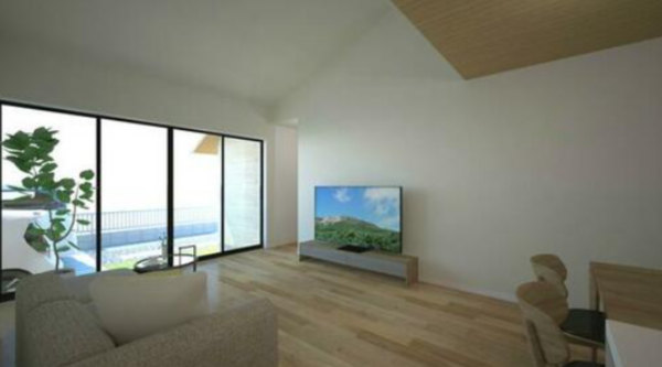 福山市新涯町、新築一戸建ての居間画像です