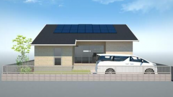 福山市新涯町、新築一戸建ての完成予想図（外観）画像です