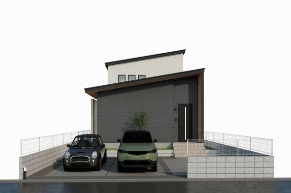 福山市神辺町新湯野、新築一戸建ての完成予想図（外観）画像です