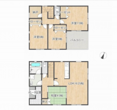 福山市、中古一戸建ての間取り画像です