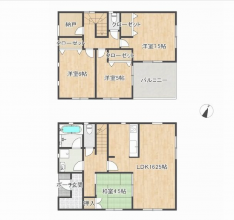 福山市、中古一戸建ての間取り画像です