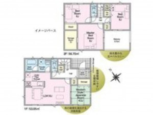福山市多治米町、新築一戸建ての間取り画像です