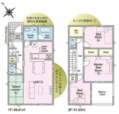 福山市多治米町、新築一戸建ての間取り画像です