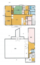 福山市幕山台、収益物件/店舗付住宅の間取り画像です