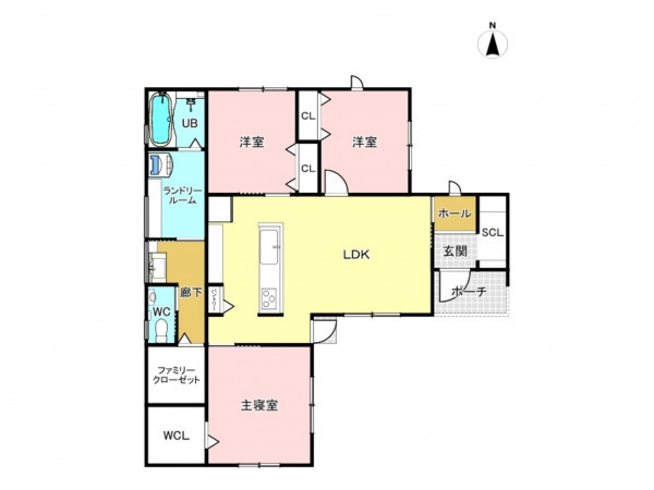 福山市東手城町、新築一戸建ての間取り画像です