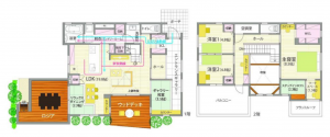 福山市加茂町字上加茂、新築一戸建ての間取り画像です