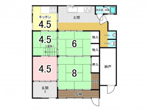 福山市内海町ロ、中古一戸建ての間取り画像です