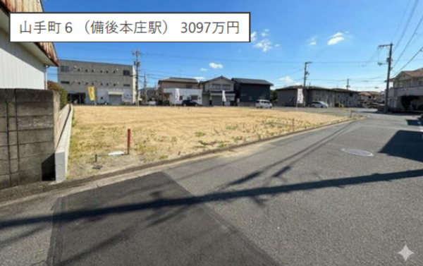 福山市山手町、新築一戸建ての前面道路を含む現地写真画像です