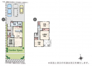 福山市箕島町、新築一戸建ての建築プラン例画像です