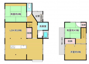福山市引野町南、中古一戸建ての間取り画像です