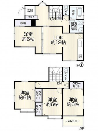 福山市高西町、中古一戸建ての間取り画像です