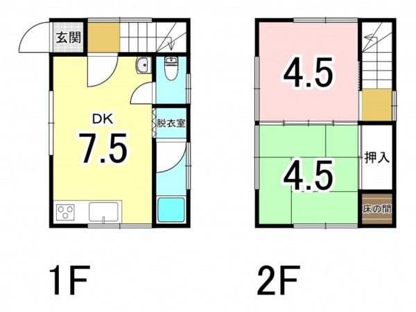 福山市手城町、中古一戸建ての間取り画像です