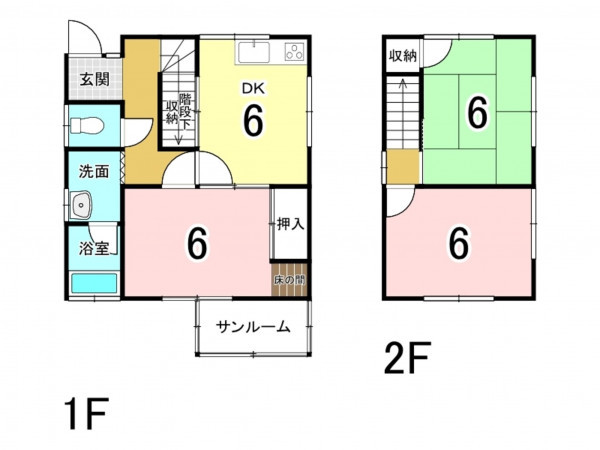 福山市蔵王町、中古一戸建ての間取り画像です