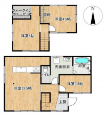 福山市駅家町大字万能倉、中古一戸建ての間取り画像です
