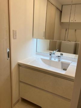 福山市多治米町、マンションの洗面画像です