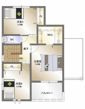 福山市、新築一戸建ての間取り画像です