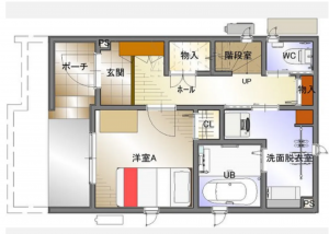 福山市東町、新築一戸建ての間取り画像です
