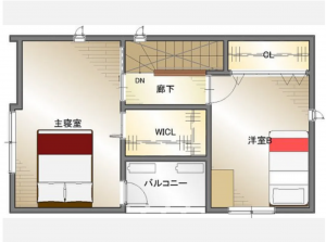 福山市東町、新築一戸建ての間取り画像です