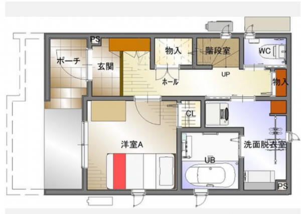 福山市東町、新築一戸建ての間取り画像です