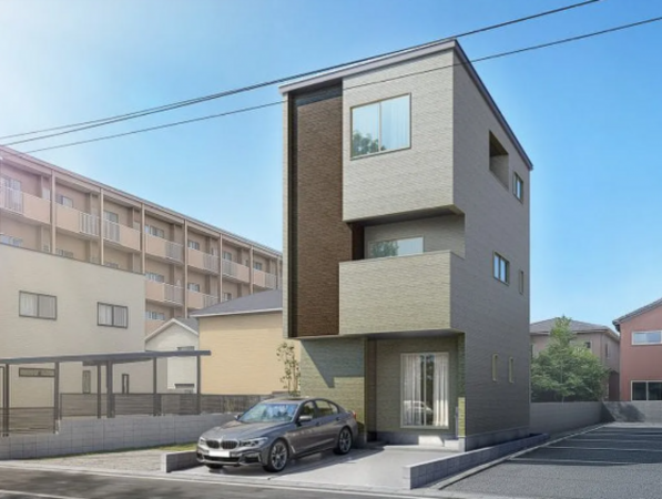 福山市東町、新築一戸建ての完成予想図（外観）画像です