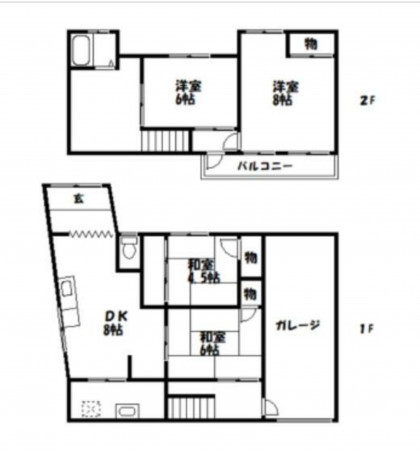 福山市新市町大字下安井、中古一戸建ての間取り画像です