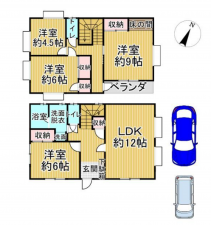 福山市南蔵王町、中古一戸建ての間取り画像です