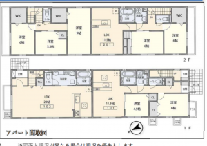 福山市木之庄町、収益物件/アパートの間取り画像です
