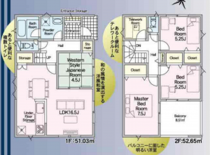 福山市水呑町、新築一戸建ての間取り画像です