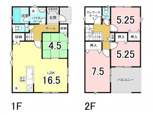 福山市水呑町、新築一戸建ての間取り画像です