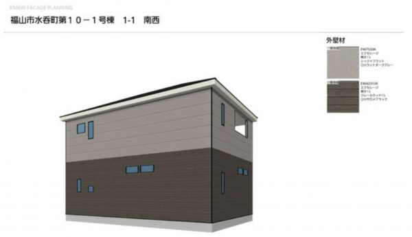 福山市水呑町、新築一戸建ての外観画像です