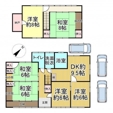 福山市、中古一戸建ての間取り画像です