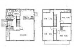 福山市伊勢丘、中古一戸建ての間取り画像です