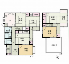 福山市新市町大字戸手、中古一戸建ての間取り画像です