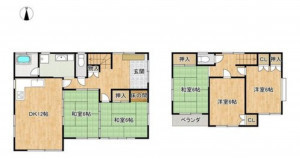 福山市坪生町、中古一戸建ての間取り画像です