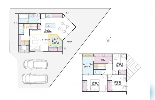 福山市瀬戸町長和、新築一戸建ての間取り画像です