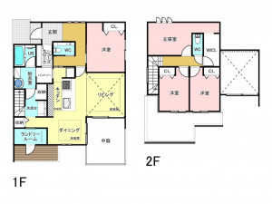 福山市西桜町、新築一戸建ての間取り画像です