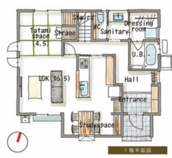 福山市駅家町大字倉光、新築一戸建ての建築プラン例画像です