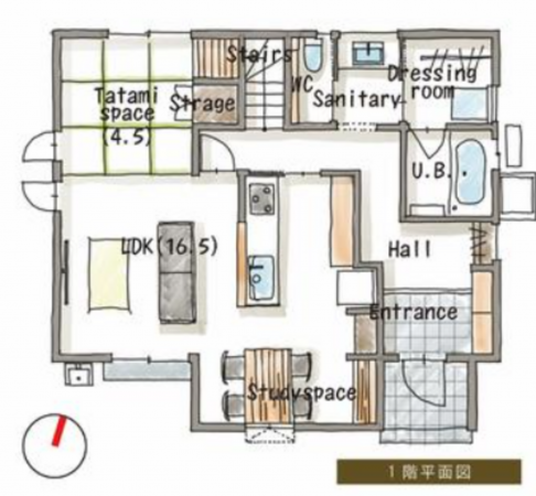 福山市駅家町大字倉光、新築一戸建ての建築プラン例画像です