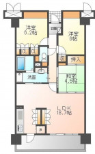 福山市春日町、マンションの間取り画像です