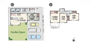 福山市神辺町川南、新築一戸建ての間取り画像です