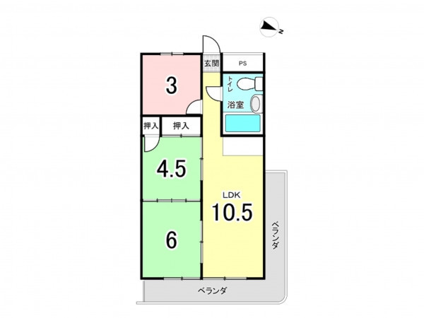 福山市南本庄、マンションの間取り画像です