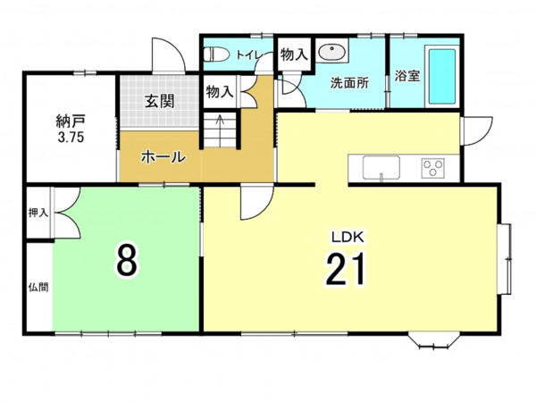 福山市西新涯町、中古一戸建ての間取り画像です