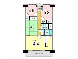 福山市水呑町、マンションの間取り画像です