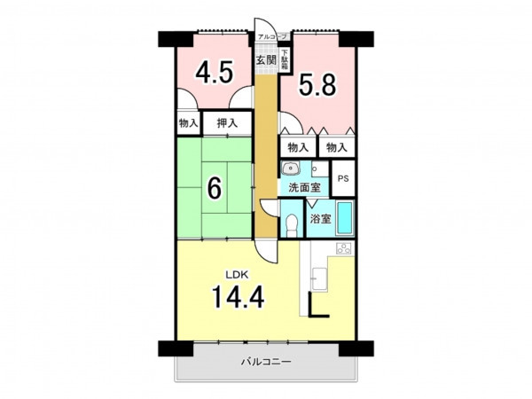 福山市水呑町、マンションの間取り画像です